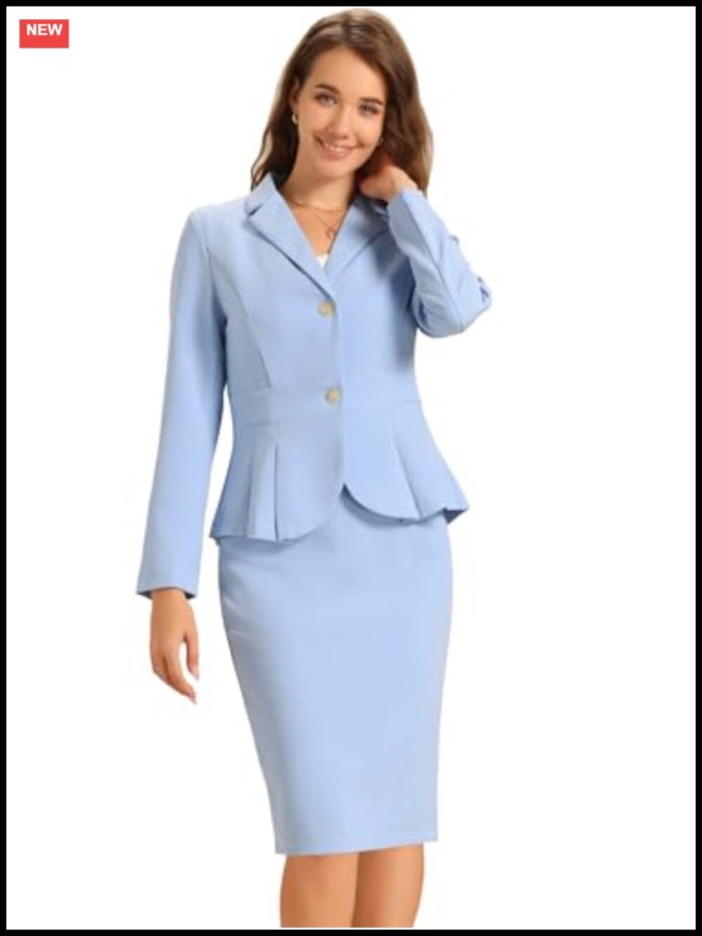 Allegra K Women's 2 Piece Skirt Suit Set Blazer and Skirt Business Casual